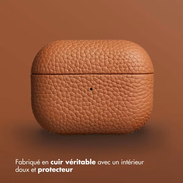 Accezz Coque en Cuir véritable Apple AirPods Pro 2 - Cognac