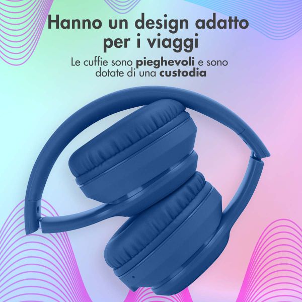 imoshion Casque sans fil pour enfants LED Light - Limiteur de décibels - Avec câble AUX - Cobalt Blue