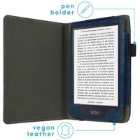 imoshion Étui de liseuse portefeuille en cuir végan Kobo Clara 2E / Tolino Shine 4 - Bleu foncé