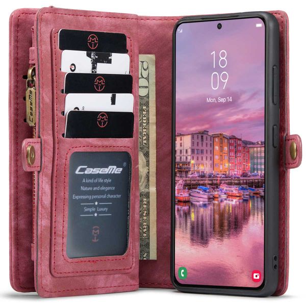 CaseMe Etui de téléphone de luxe en cuir deux en un Samsung Galaxy S22 - Rouge