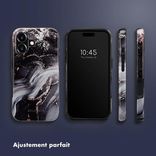 Selencia Coque arrière Vivid Tough avec MagSafe iPhone 16 - Chic Marble Black