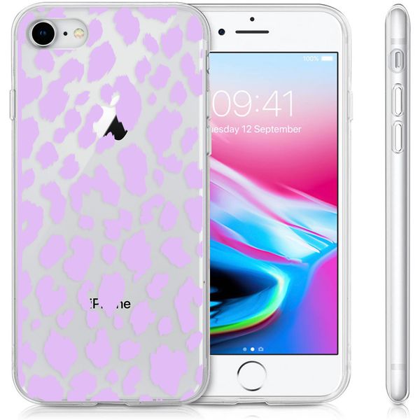 imoshion Coque Design iPhone SE (2022 / 2020) / 8 / 7 /6s - Léopard - Violet