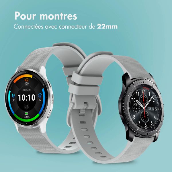 imoshion Bracelet sport en silicone avec boucle - Connexion universelle 22 mm - Gris