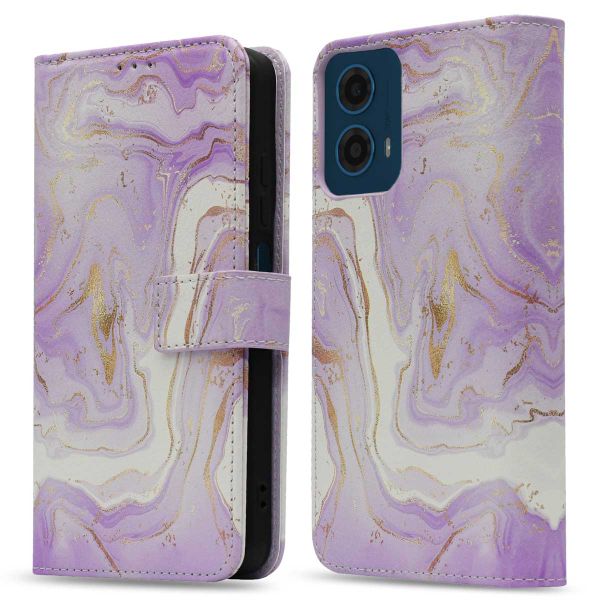 imoshion Étui de téléphone portefeuille Design Motorola Moto G34 - Purple Marble