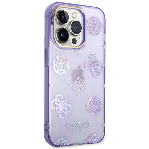 Guess Coque Peony Glitter iPhone 14 Pro Max - Violet