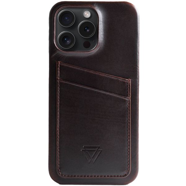 Wachikopa Coque Full Wrap C.C. avec 2 porte-cartes iPhone 15 Pro Max - Dark Brown