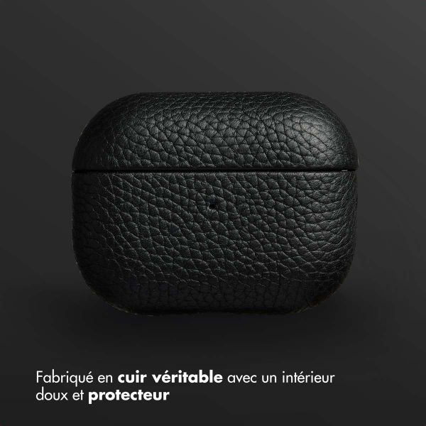 Accezz Coque en Cuir véritable Apple AirPods Pro 2 - Noir