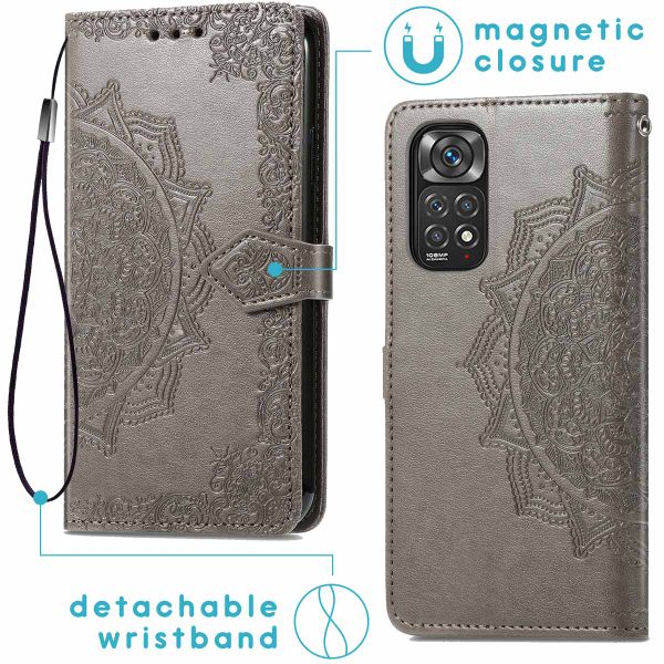 imoshion Etui de téléphone portefeuille Mandala Xiaomi Redmi Note 11 Pro - Gris