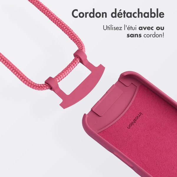 imoshion Coque arrière Color avec cordon amovible et MagSafe Apple iPhone 16 - Raspberry
