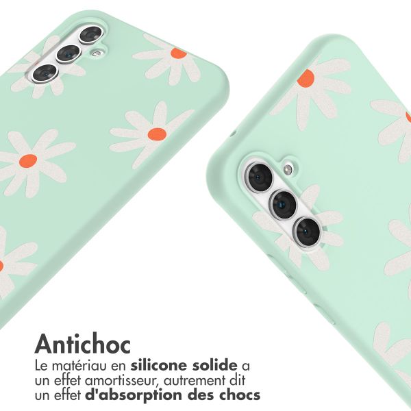 imoshion Coque design en silicone avec cordon Samsung Galaxy A54 (5G) - Green Flower Distance