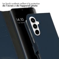 Selencia Étui portefeuille en cuir véritable Samsung Galaxy A55 - Bleu foncé