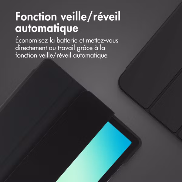 Accezz Coque tablette portefeuille Smart Silicone Samsung Galaxy Tab A11 Plus / A9 Plus - Noir