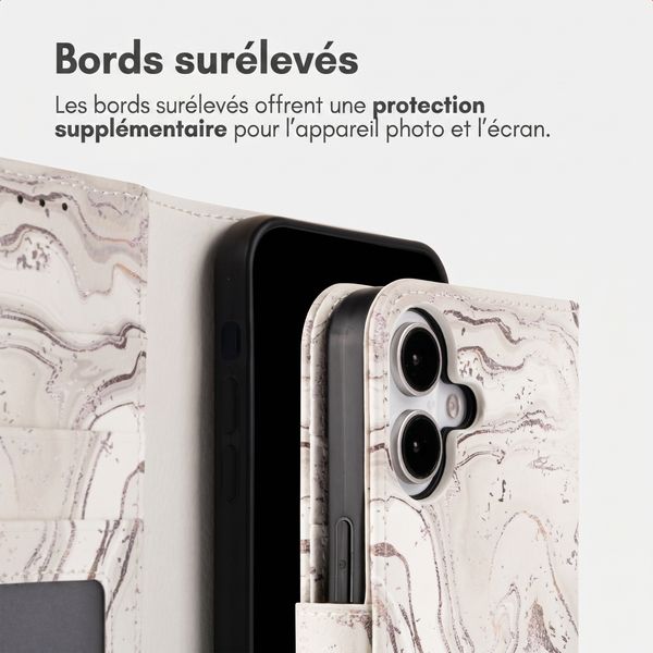 imoshion Étui de télephone portefeuille Design Apple iPhone 16 - Sandy Marble