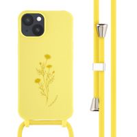imoshion Coque design en silicone avec cordon Apple iPhone 14 - Flower Yellow