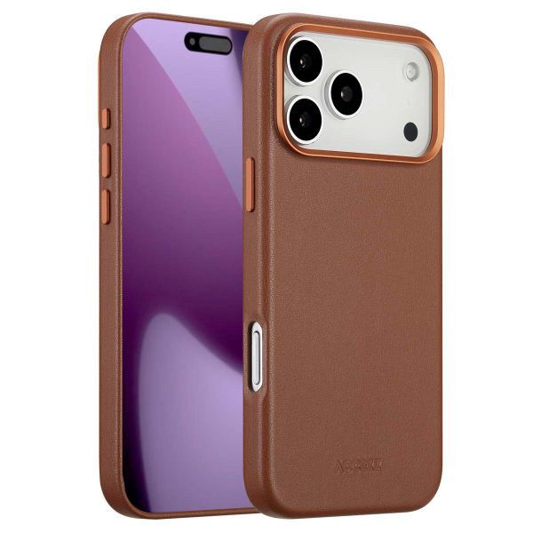 Accezz Coque arrière en cuir avec MagSafe Apple iPhone 17 Pro Max - Sienna Brown