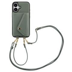 Selencia Coque à cordon avec porte-cartes enveloppe Sera iPhone 16 - Sage Green