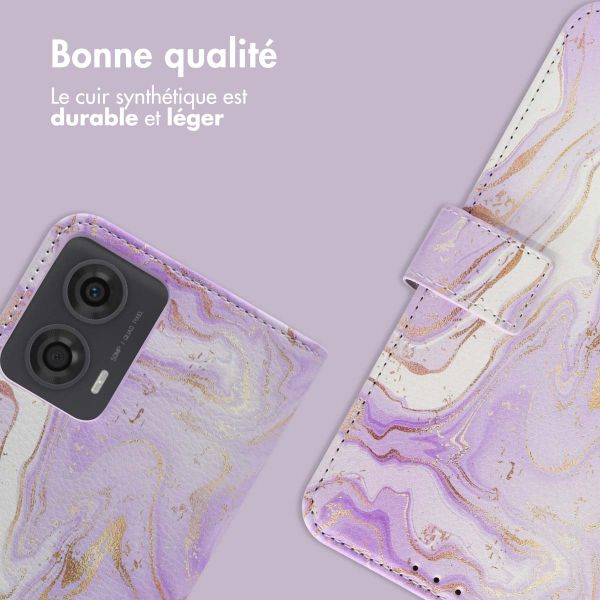 imoshion Étui de télephone portefeuille Design Motorola Moto G24 Power - Purple Marble