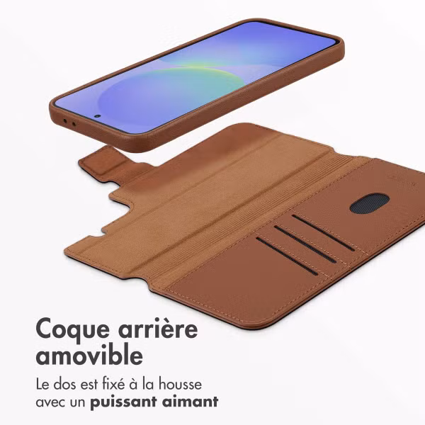 Accezz Étui de télephone portefeuille en cuir 2-en-1 avec MagSafe Samsung Galaxy A36 / A56 - Marron café