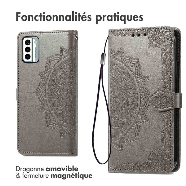 imoshion Etui de téléphone portefeuille Mandala Nokia G22 - Gris