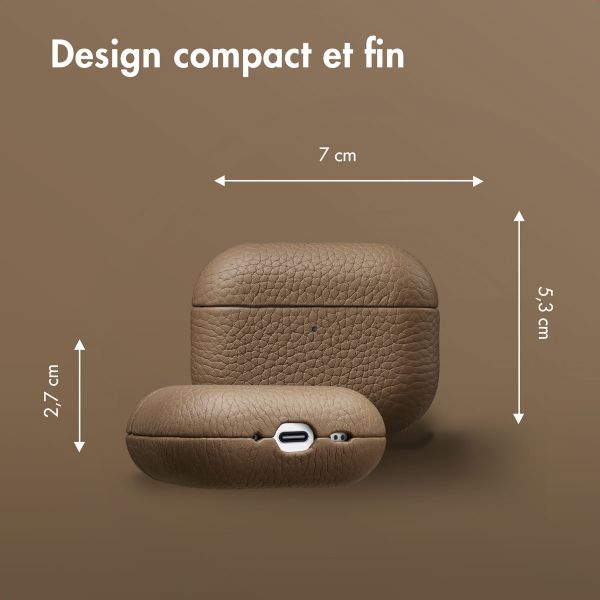 Accezz Coque en Cuir véritable Apple AirPods Pro 3 - Taupe