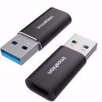 imoshion 2x Adaptateur USB-A 3.1 (mâle) vers USB-C (femelle) - OTG - Noir