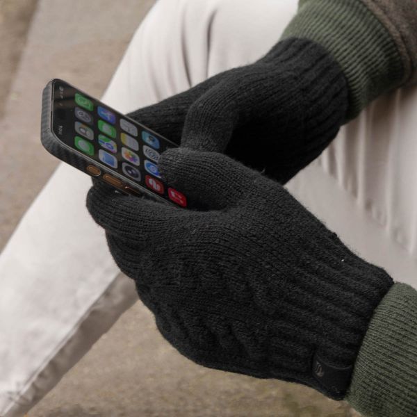 Selencia Gants Tactiles Effet Laine - Femme - Taille M - Noir