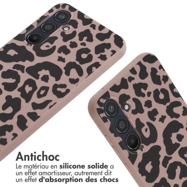 imoshion Coque design en silicone avec cordon Samsung Galaxy A55 - Animal Pink