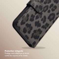 Selencia Étui de télephone portefeuille imprimé léopard Sabi Apple iPhone 17e / 16e - Midnight Black