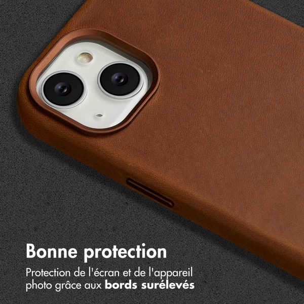 Accezz Coque MagSafe en cuir vintage Apple iPhone 14 - Tabacco Cognac