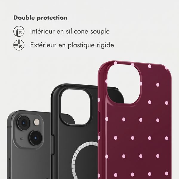 Selencia Coque arrière Vivid avec MagSafe Apple iPhone 14 - Happy Dots Burgundy