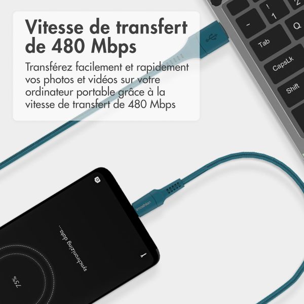 imoshion Braided USB-C vers câble USB - 1 mètre - Bleu foncé