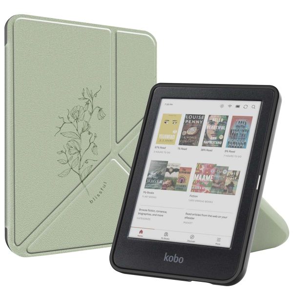 imoshion Étui de liseuse portefeuille design Pliable Kobo Clara Colour / BW - Floral Green