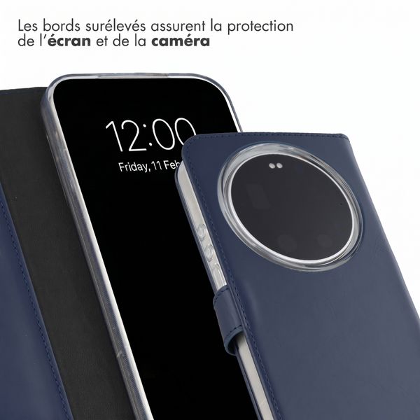 Selencia Étui portefeuille en cuir véritable Xiaomi 17 Ultra - Bleu foncé