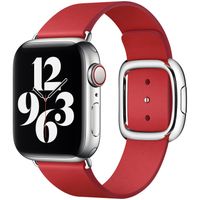 Apple Bracelet Leather Band Modern Buckle Apple Watch Series 1 t/m 9 / SE (38/40/41 mm) | Series 10 / 11 (42 mm) - Taille L - Scarlet Red