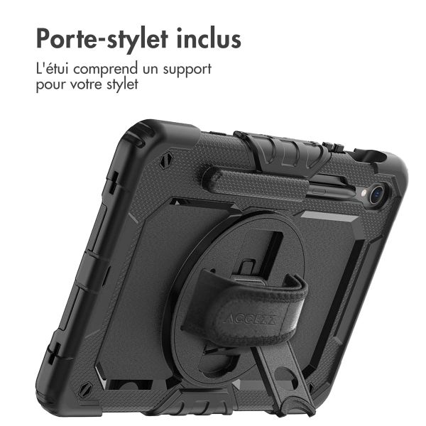 Accezz Coque arrière robuste avec bandoulière pour Samsung Galaxy Tab S9 FE 10.9 pouces / Tab S9 11.0 pouces - Noir