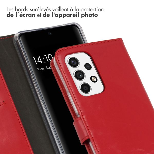 Selencia Étui portefeuille en cuir véritable Samsung Galaxy A53 - Rouge