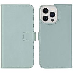 Selencia Étui de téléphone portefeuille en cuir véritable Apple iPhone 14 Pro Max - Air Blue