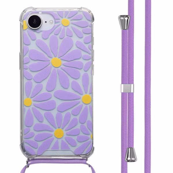 imoshion Coque Design avec cordon Apple iPhone 16e - Tropical Violet Flowers Connect