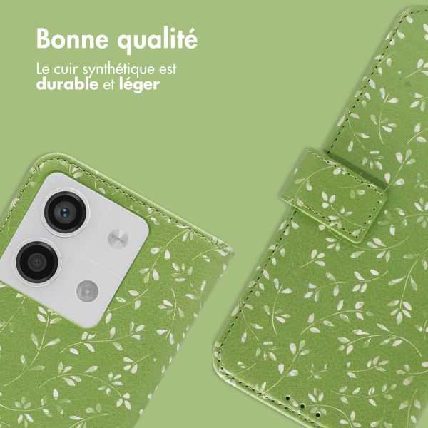 imoshion Étui de téléphone portefeuille Design Xiaomi Redmi Note 13 (5G) - Green Flowers