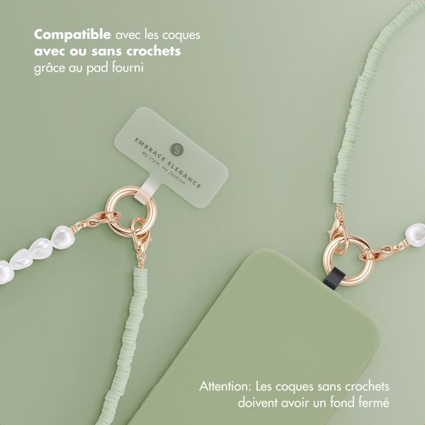Selencia Ensemble de cordons pour téléphone avec perles et élastiques - Pistache Cream