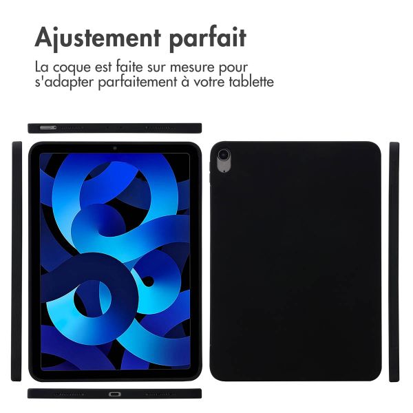 Accezz Coque Liquid Silicone avec porte-stylet Apple iPad Air 11 pouces (2025) M3 / (2024) M2 / Air 5 (2022) / Air 4 (2020) - Noir