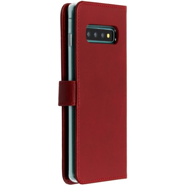 Selencia Étui portefeuille en cuir véritable Samsung Galaxy S10 Plus - Rouge