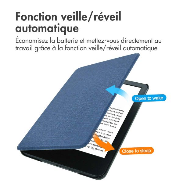 imoshion Étui de liseuse portefeuille Canvas Amazon Kindle (2024) / Amazon Kindle (2022) 11th gen - Bleu foncé