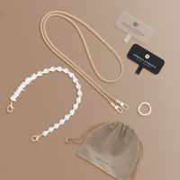 Selencia Ensemble de cordons pour téléphone avec perles et coquillages - Beige