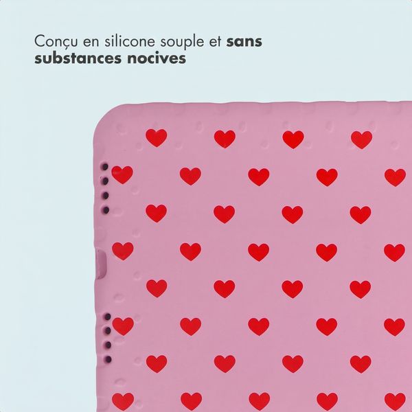 imoshion Coque arrière Kidsproof Design avec poignée Apple iPad 11 (2025) 11 pouces A16 / iPad 10 (2022) 10.9 pouces - Cœurs