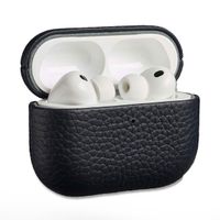 Accezz Coque en Cuir véritable Apple AirPods Pro 3 - Bleu foncé