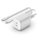 Belkin ﻿ Adaptateur Boost↑Charge™ GaN Pro 2 ports avec câble USB-C - USB-C - 65 W - Blanc