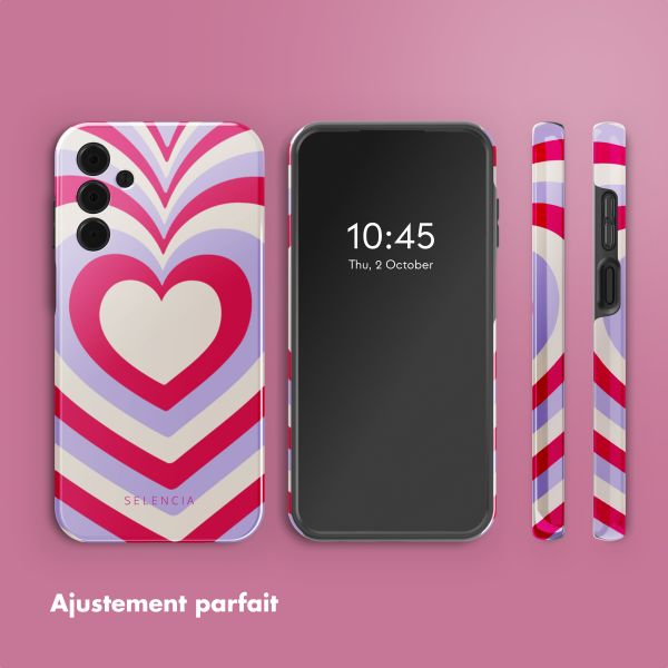 Selencia Coque arrière Vivid Tough Samsung Galaxy A15 (5G/4G) - Double Hearts Rubine Red Lilac