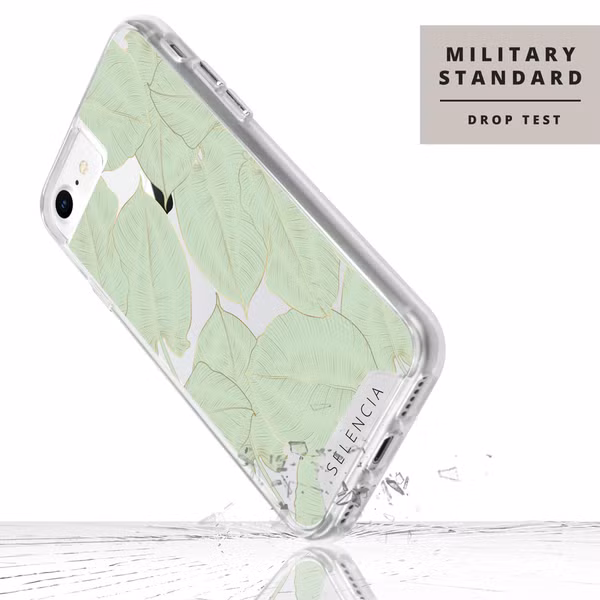 Selencia Coque très protectrice Zarya Fashion Apple iPhone SE (2022 / 2020) / 8 / 7 / 6(s) - Gold Green Botanic