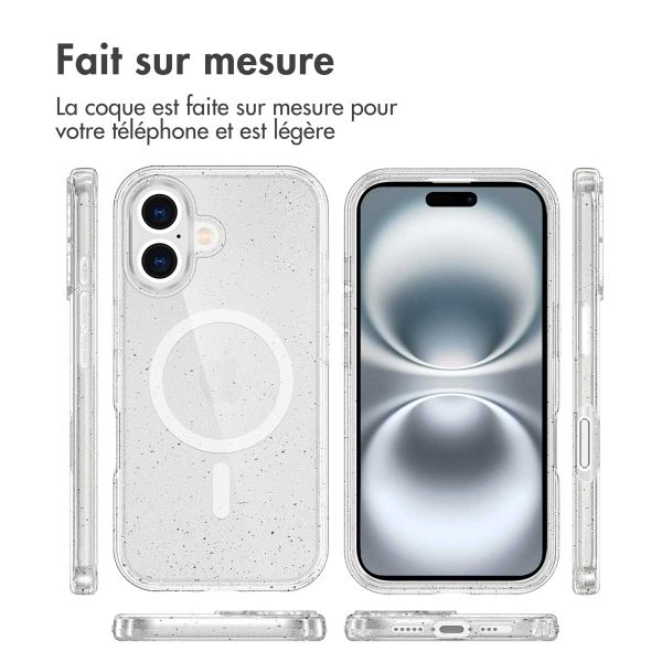 imoshion Coque Pailletée avec MagSafe Apple iPhone 16 - Paillettes Transparent